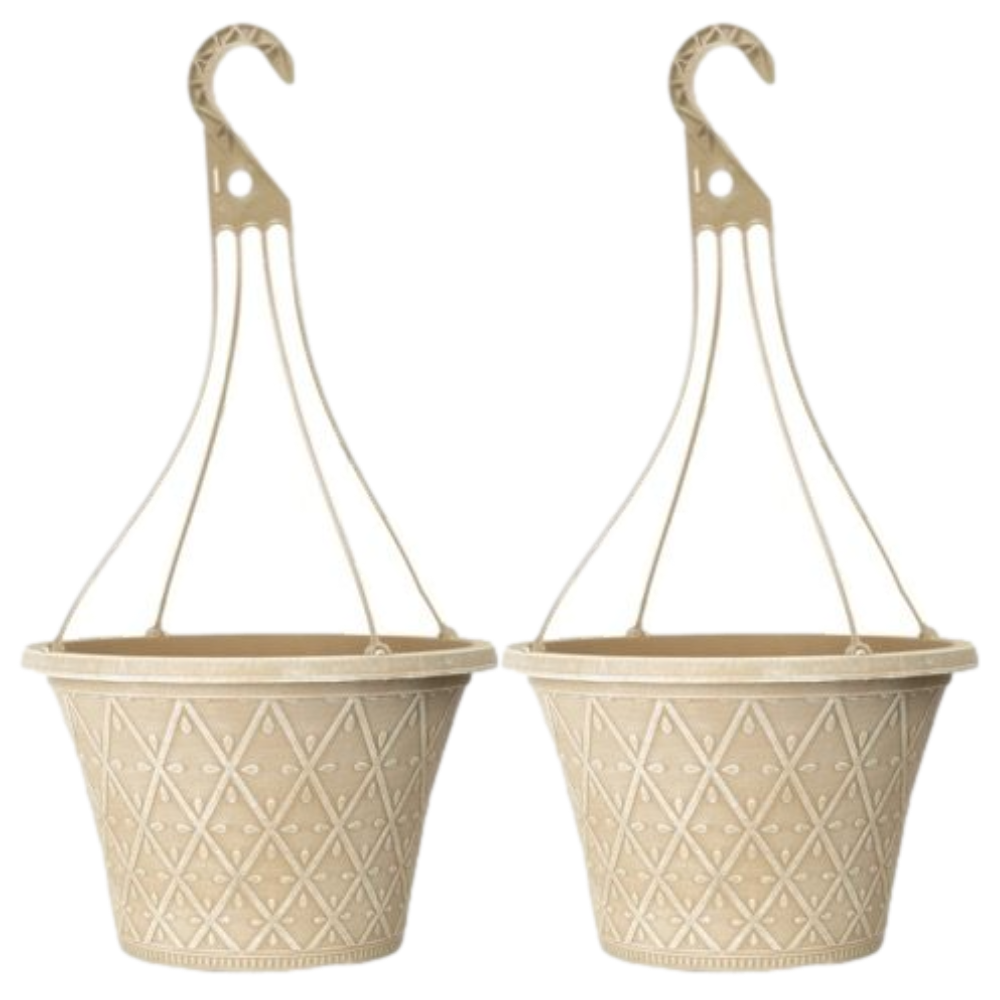 Hanging Baskets 2Pcs 30cm 12 Inch Cream Outdoor Planter Decorative Outdoor Pot