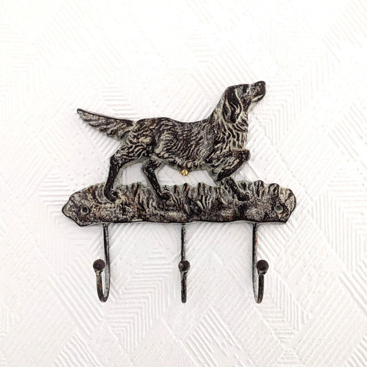 Metal Vintage Dog Tail 3 Hooks Dog Leads Coat Keys Wall Hanger Shabby Chic Wall