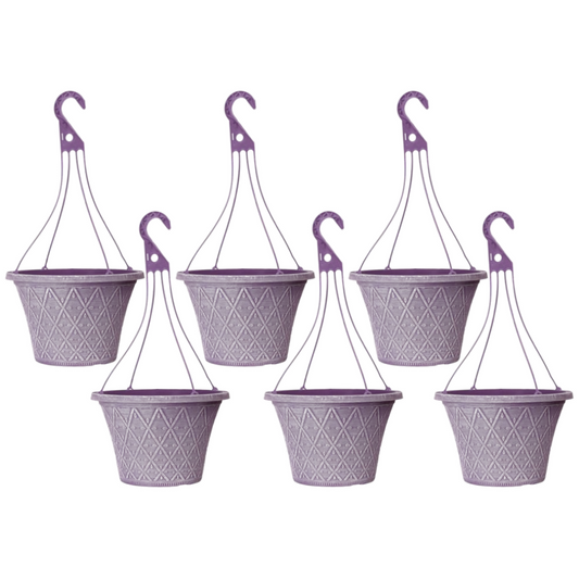 6Pc 30cm 12In Hanging Basket Purple Raisin Outdoor Planter Deco Outdoor Pot