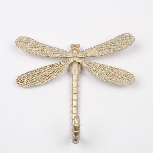 Small Metal Gold Dragonfly Coat Hook Vintage Shabby Chic Style Wall Door Hook