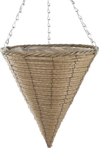 30cm 12Inch Natural Brown Rope Style Hanging Basket Lined Rattan Willow Planter