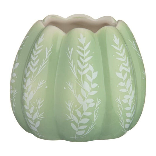 Ceramic Green Pumpkin Foliage Candle 30 Hrs. Autumn Scented Candle Jar Home Gift