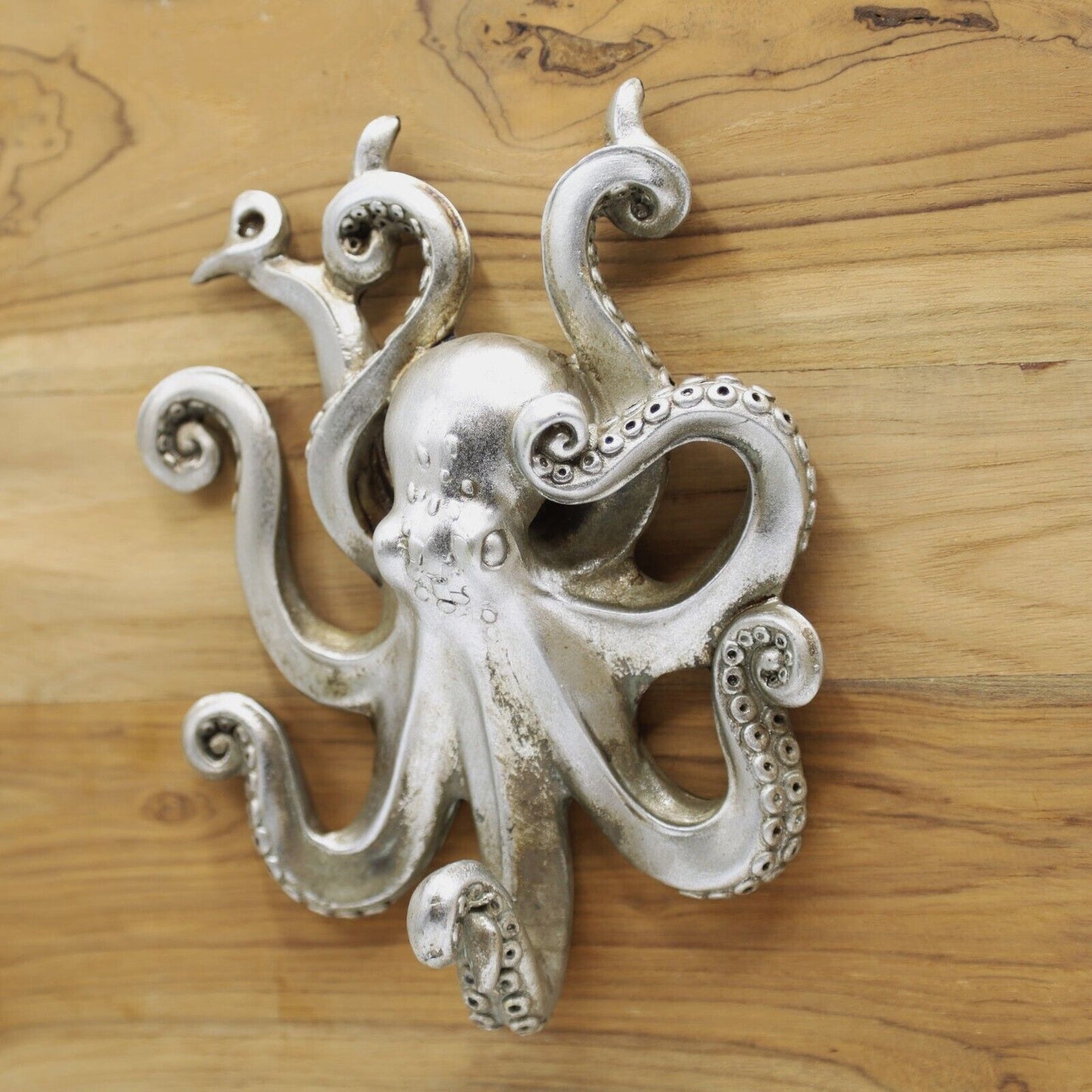 Octopus Silver Resin Wall Hanging Single Hook Coat Scarf Keys Hanger Nautical