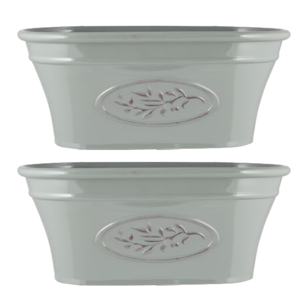 2Pcs Garden Trough Olive Grey Plant Pot Bowl Plastic Planter Bowl Trough Pots