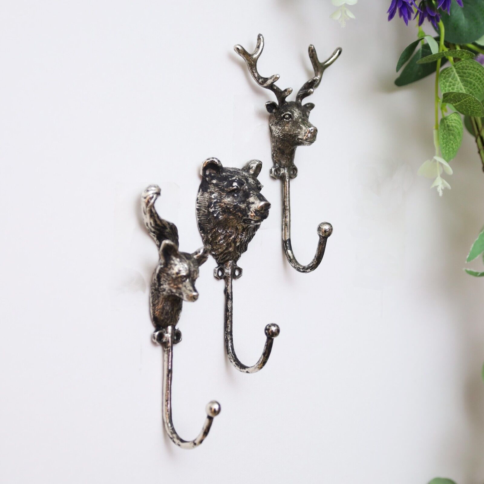 Single Vintage Bear Fox Reindeer Stag Head Wall Coat Hook Key Storage Hanger