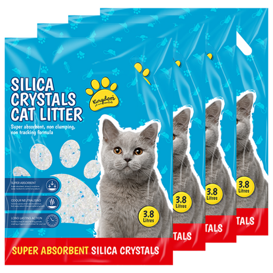 4Pc Silica Crystal Cat Litters 3.8L Comfort Non Clumping Natural & Biodegradable