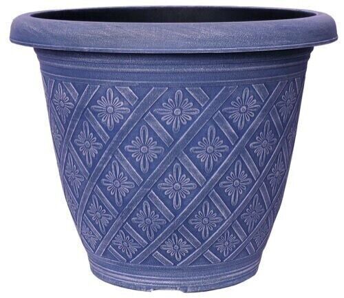 3pc Round 33cm Garden Plant Pot Woven Purple Blue Pink Flower Outdoor Planters