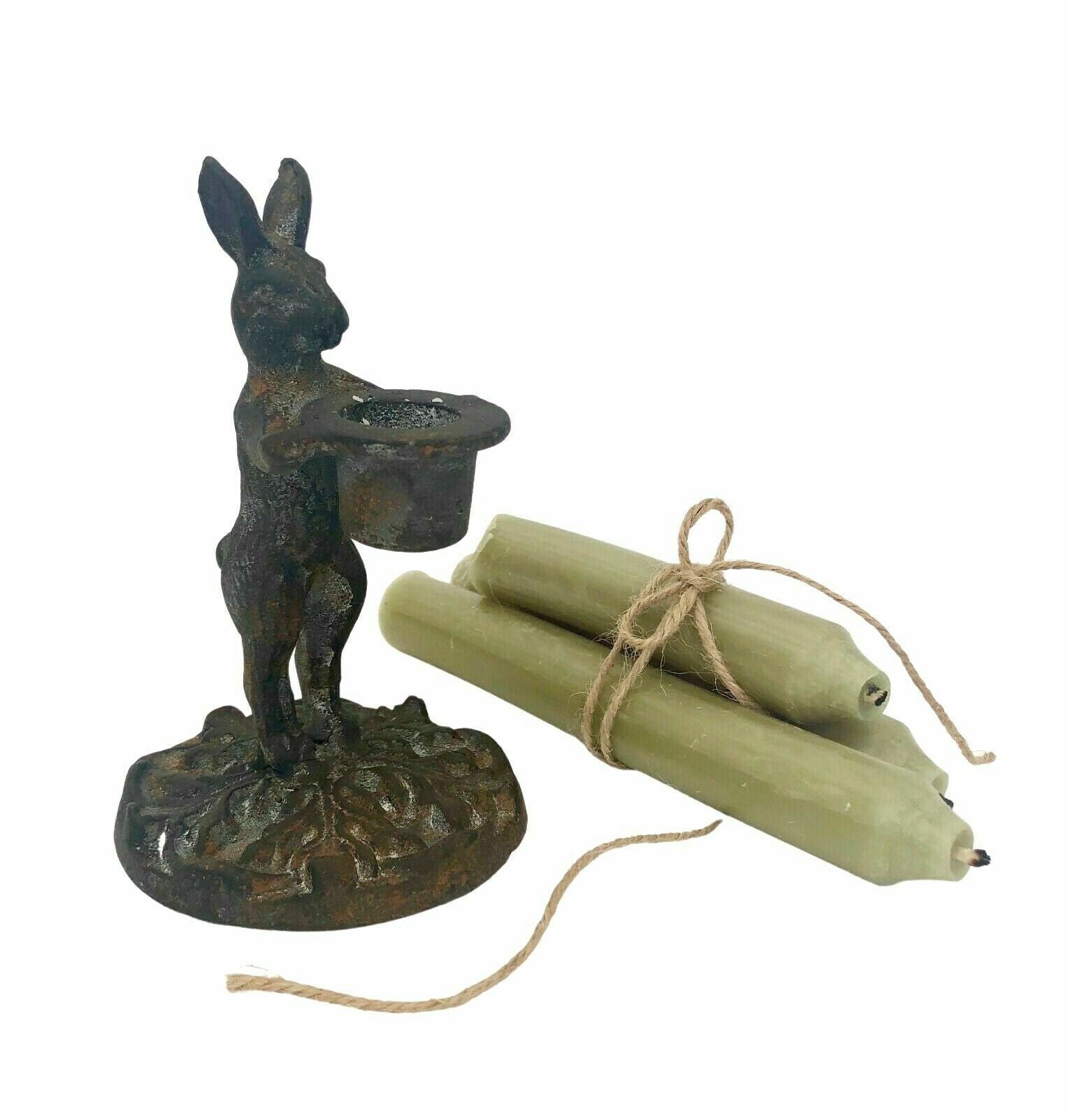  Antique French Style Rabbit Hare Candlestick Candle Holder Xmas Dinner Table