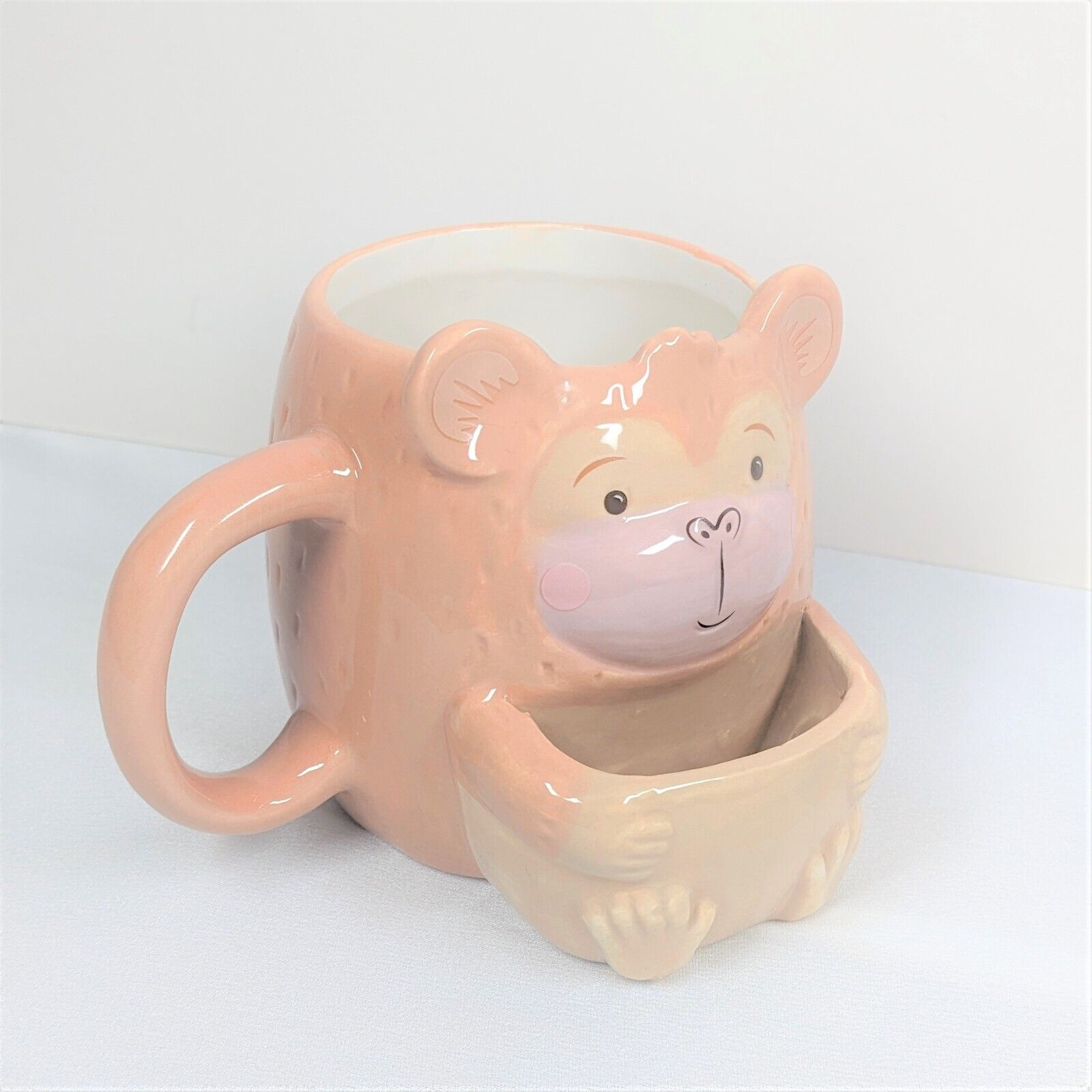 Kids Cookie Holder Pocket Mugs Cups Unicorn Monkey Dinosaur 3D Hand Painted Mugs