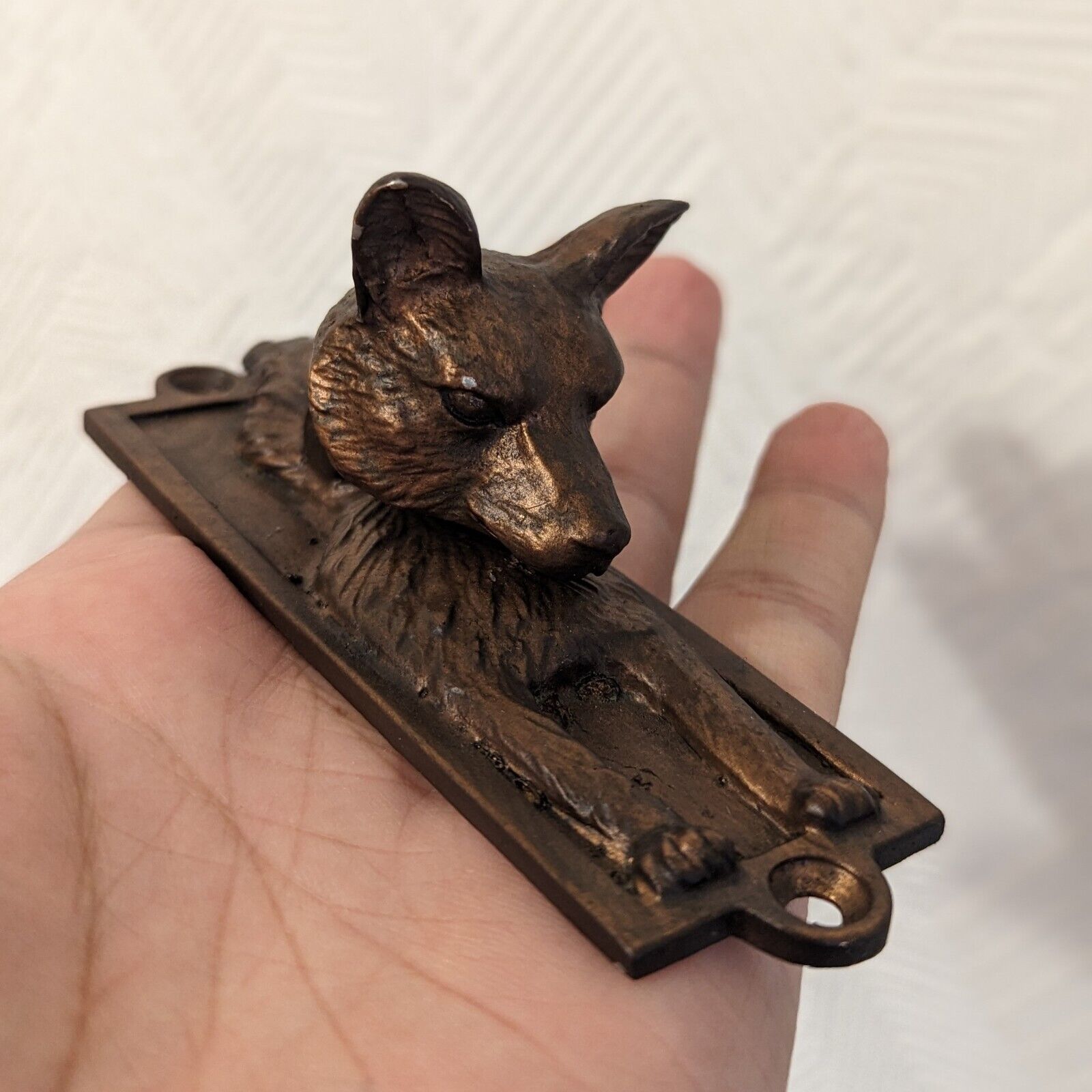 Metal Bronze Fox Head Door Knocker Vintage Bronze Finish Country Shabby Chic