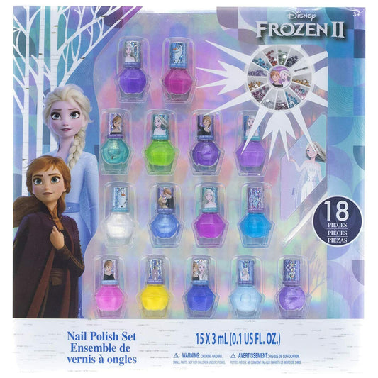 18 Pcs Frozen 2 Townley Girl Non Toxic Peel Off Glittery Nail Polish Gems Set 