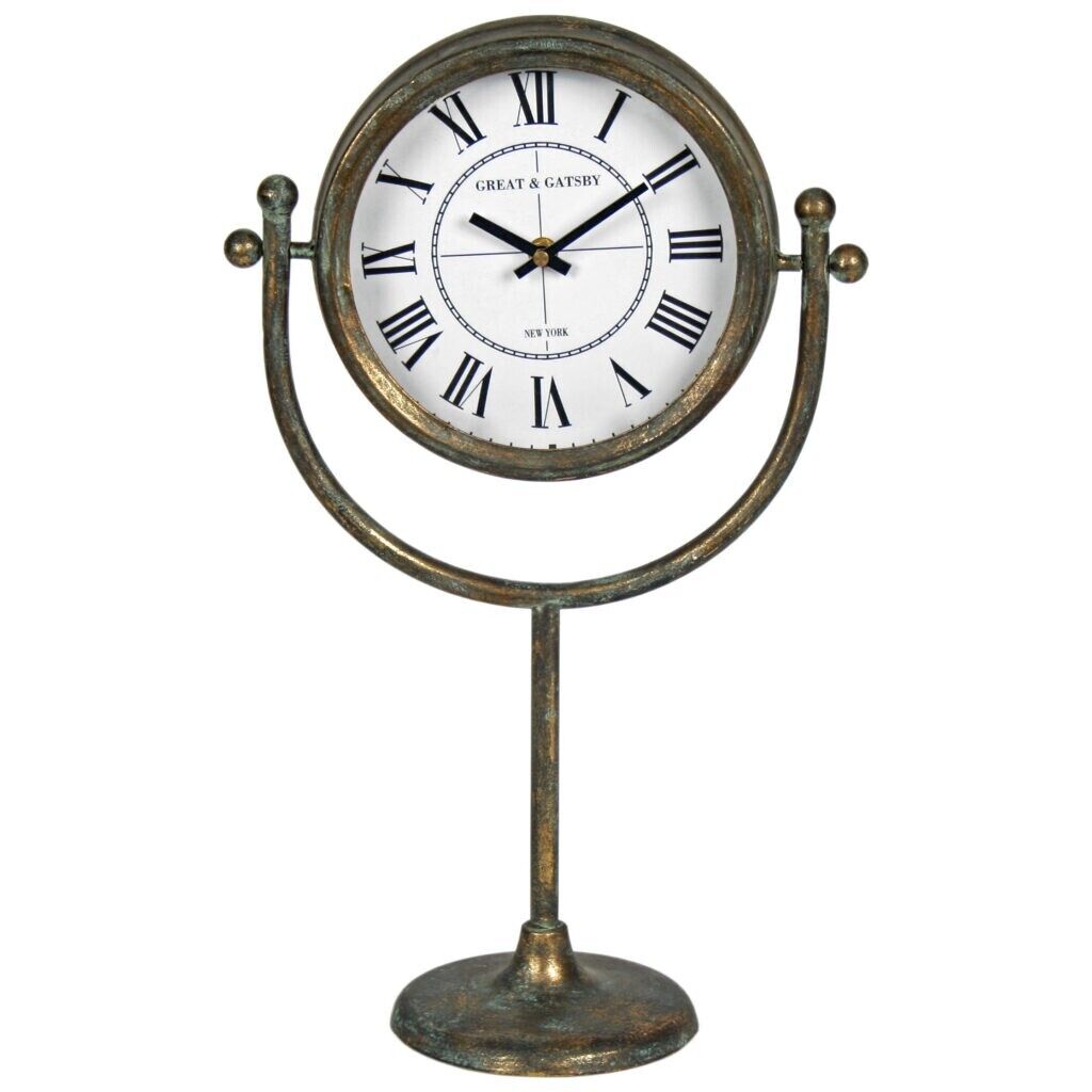 45cm Clock Large Table NewYork Mantle Gold Antique Clock Shelf Sitter On Stand