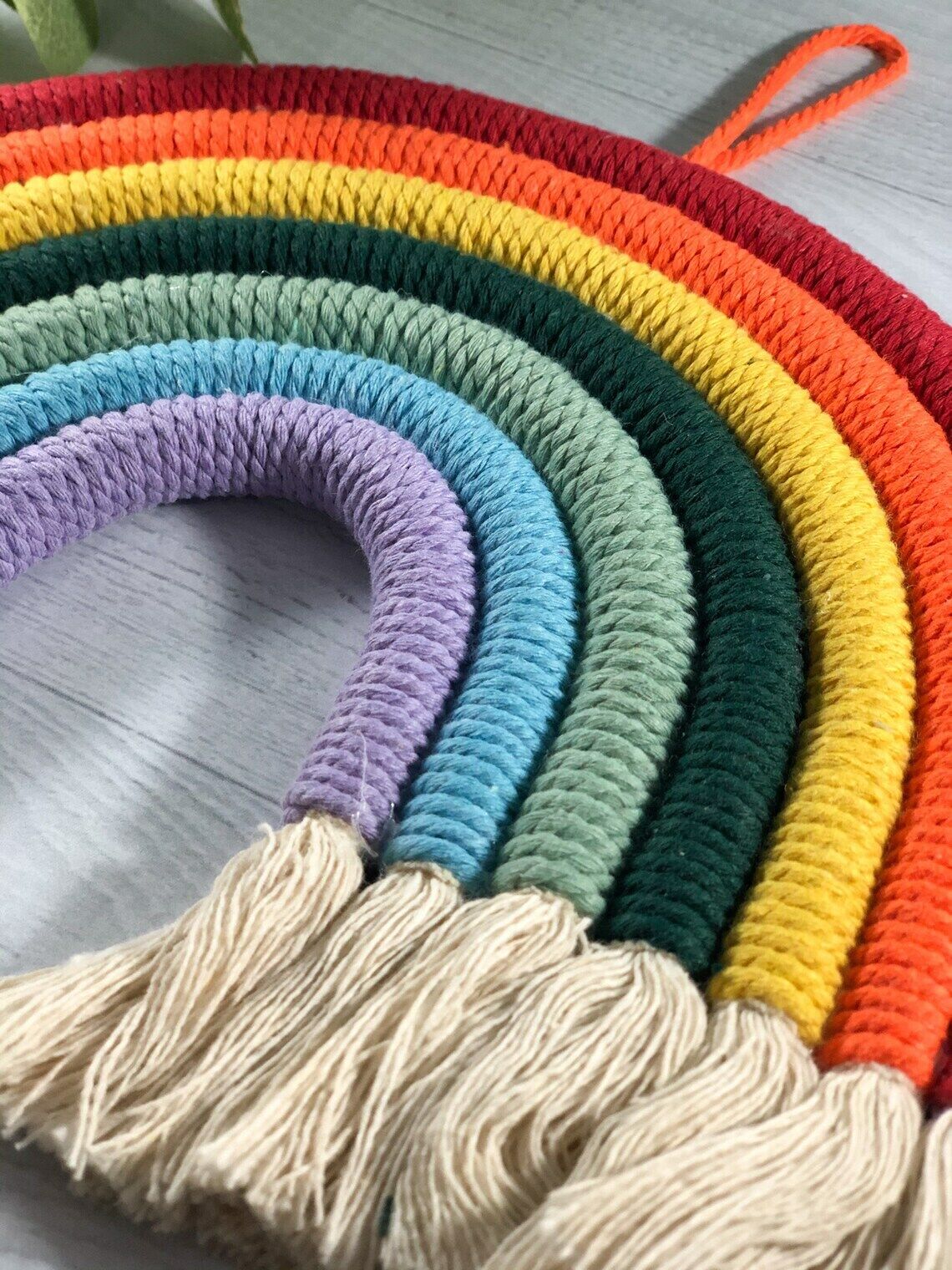 Woven Rainbow Macrame Wall Hanging Cloud Nursery Room Home Christmas Decor