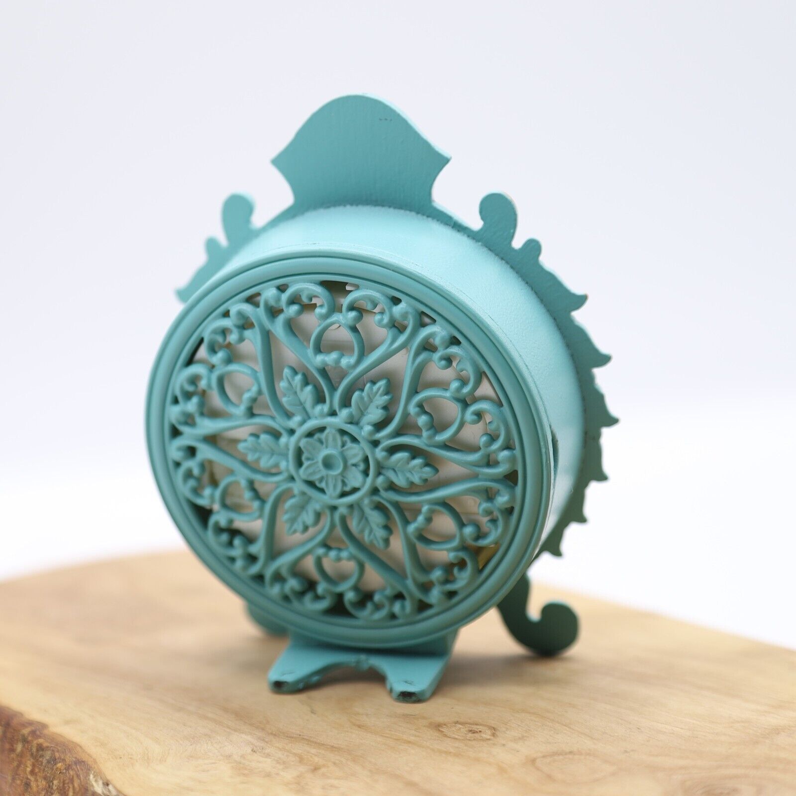 Vintage Style Small Mini Clock Boudoir French Chic Verdigris Toilet Ladies Clock