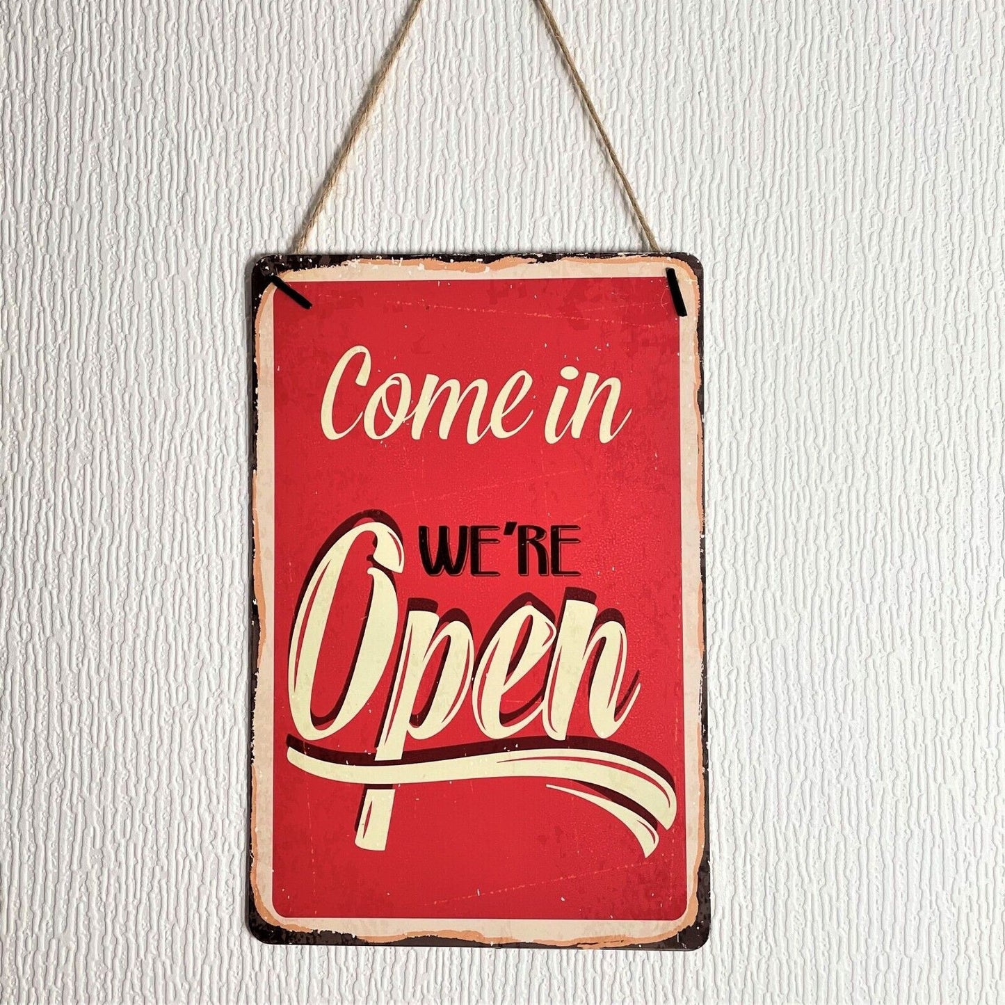 We are Closed Come In We are Open Wall Metal Plaques Cafe Bar Window Notice 