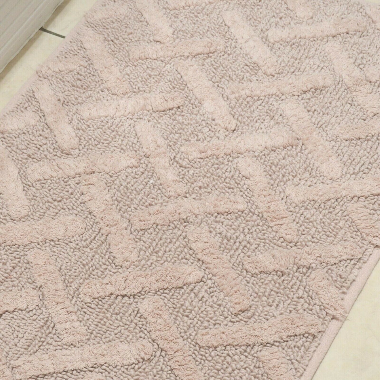 45 x 75cm Blush Pink Geometric Bath Shower Toilet Mat Rug Bathroom Runner 