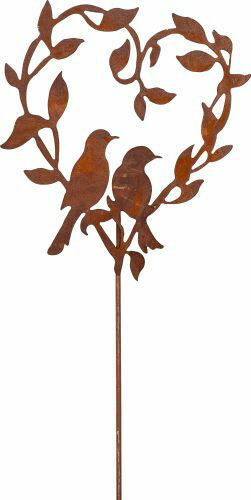 60cm Rustic Metal Lawn Stake Heart Love Birds Garden Plaque Silhouette Ornament