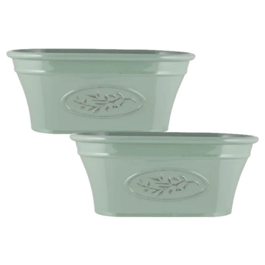 2Pcs Garden Trough Olive Green Plant Pot Bowl Plastic Planter Bowl Trough Pots