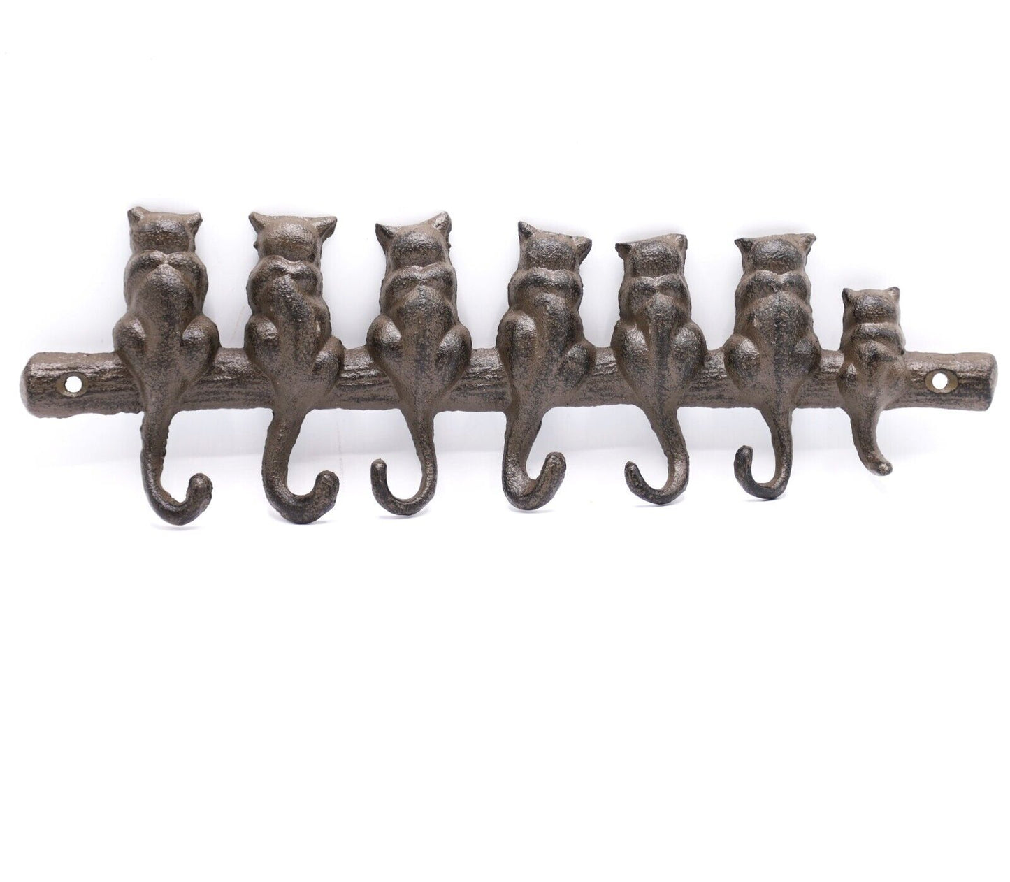 Cast Iron Hook Rustic Vintage Cat Tails 7 Keyhooks Leads Coat Wall Hanger Hook