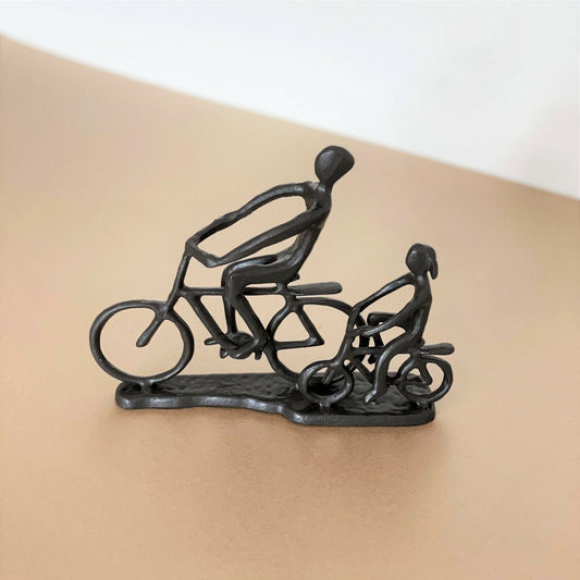 Father And Daughter Cycling Metal Statue Father's Day Gift Home Decor Ornament