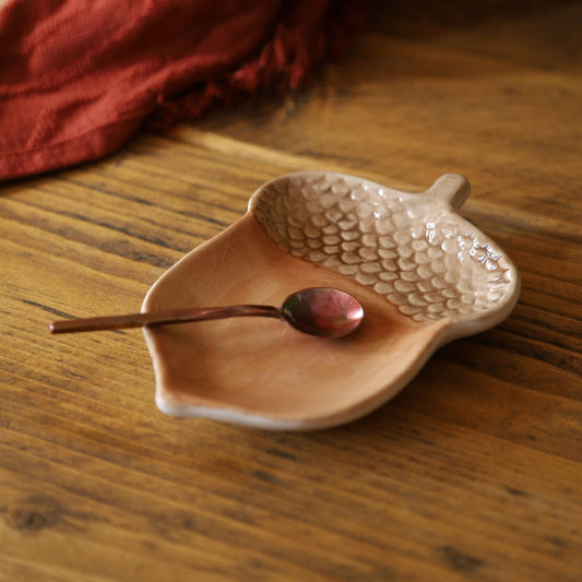 Ceramic Trinket Dish Acorn Shaped Tea Tidy Dish Watch Coins Keys Plate Autumn