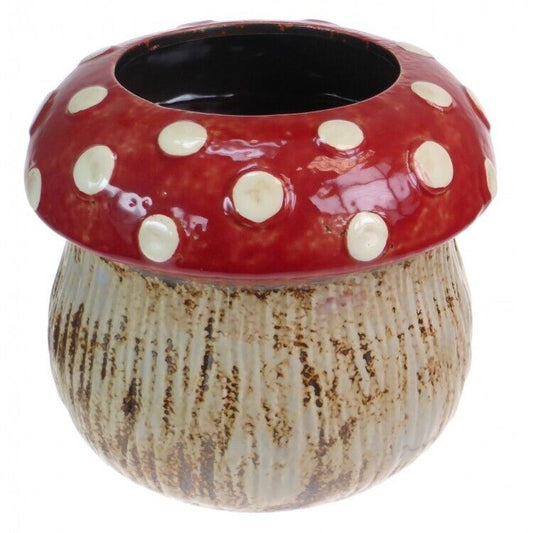 Ceramic Toadstool Mushroom Planter Plant Pot 15cm  Indoor Home Decor Gift