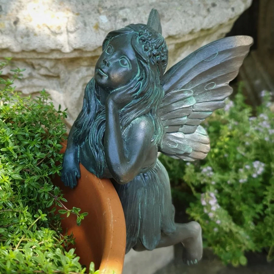 Flower Fairy Pot Hanger Outdoor Garden Decorative Figure Ornament Sculpture