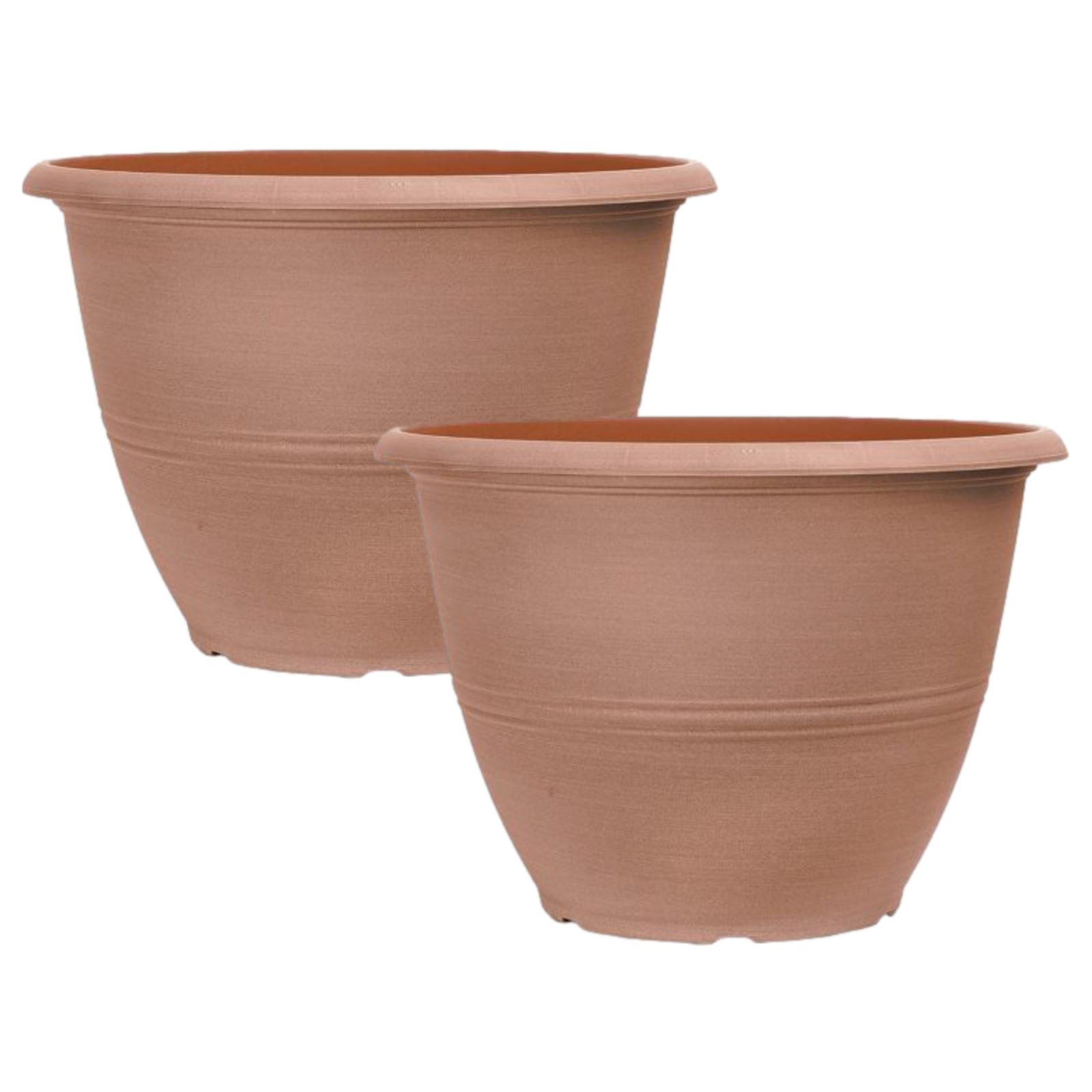 Planters 2Pc Peach Terracotta Plastic Plant Pots 30cm Tall Round 10L Tub Garden