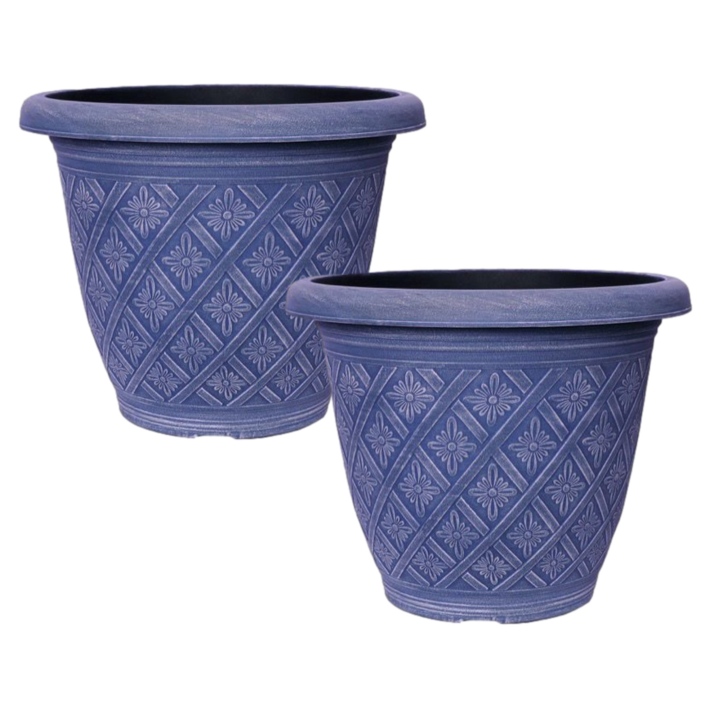 Planter Set of 2 Round 33cm Garden Plant Pot Woven Blue Outdoor Decorative Cover