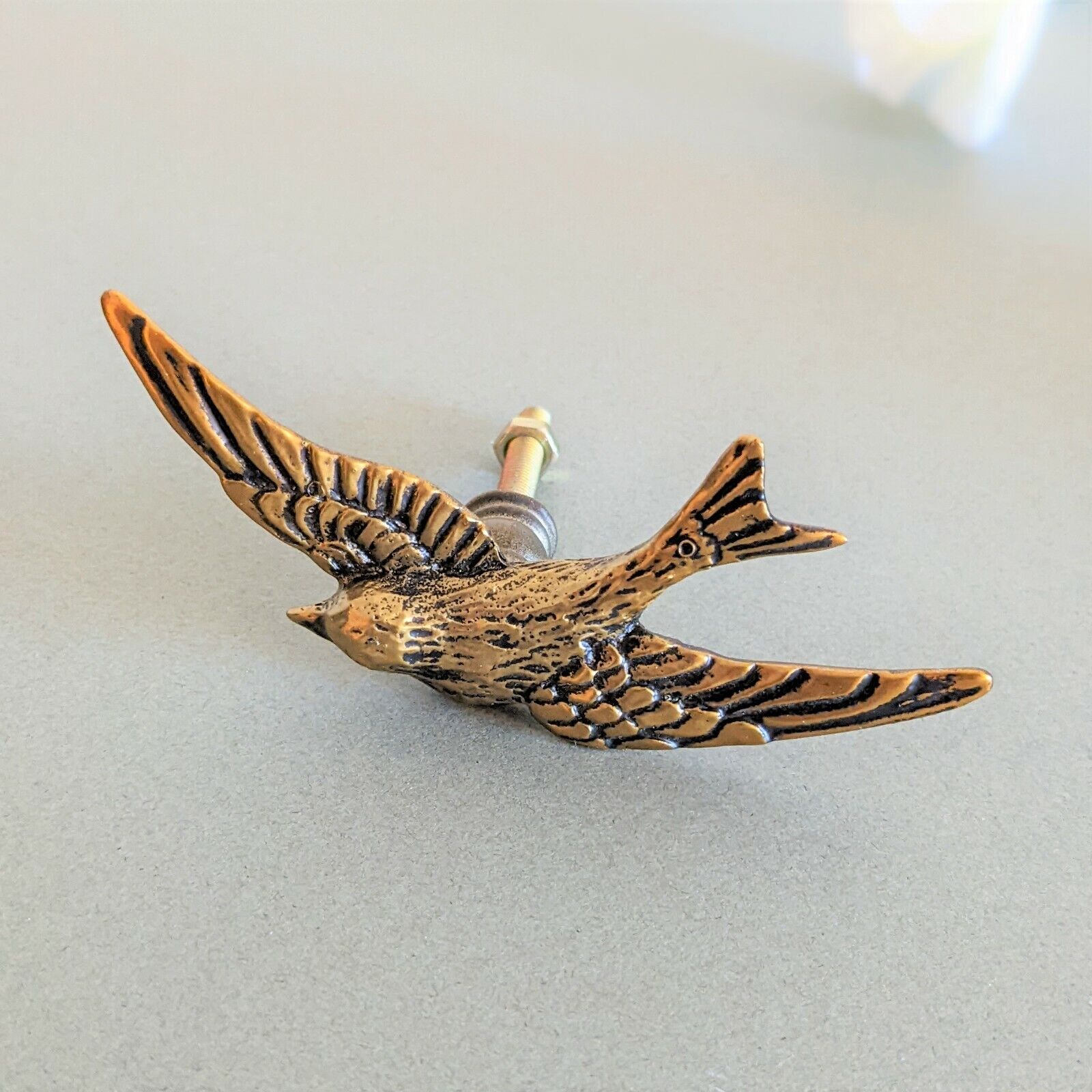 Large Drawer Knob Gold Finish Antique Bird Flying Cabinet Pulls Handle Knobs 