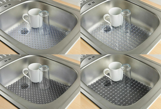 Grey Clear Anti Slip Kitchen Sink Scratch Protector Drainer Sink Mat 