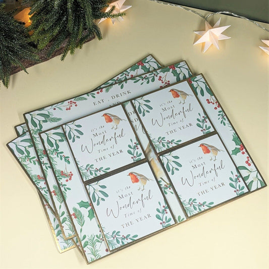 Set of 4 Christmas Table Placemats Coasters Dining Surface Protector Cork Mats