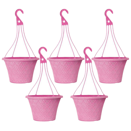 5Pcs 30cm 12 Inch Hanging Basket Pink Outdoor Planter Decorative Outdoor Pot