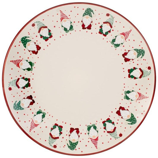 Red Gonk Dinner Christmas Dinner Dining Table Kitchen Food Serving 26cm Plate