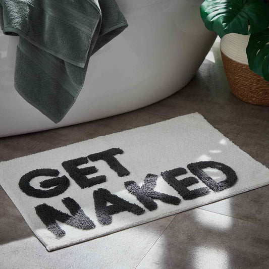 50x80cm Super Soft Non-Slip White Get Naked Tufted Bath Mat Design Bathroom