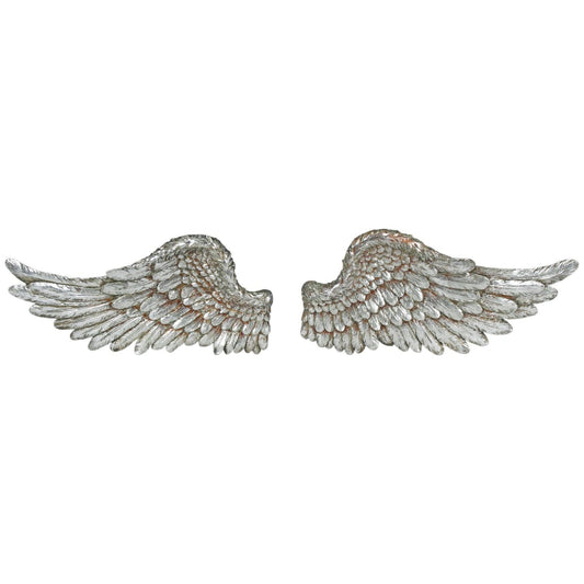 Pair of Angel Wings Cherub Vintage Shabby Chic Wall Art Home Decor Silver Gift