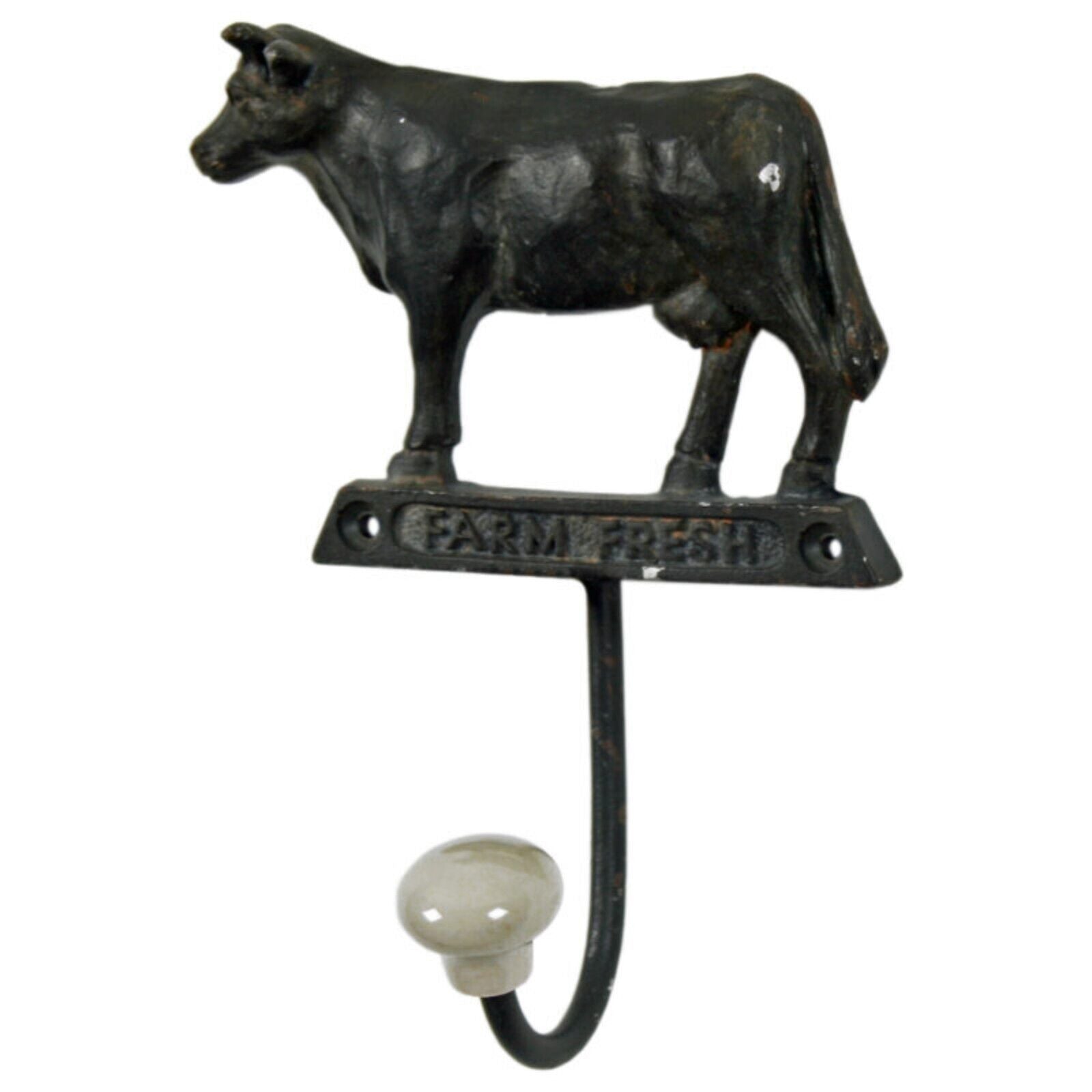 Brown Dairy Cow Wall Hook Metal Vintage Hook Single Coat Key Hanger Hook