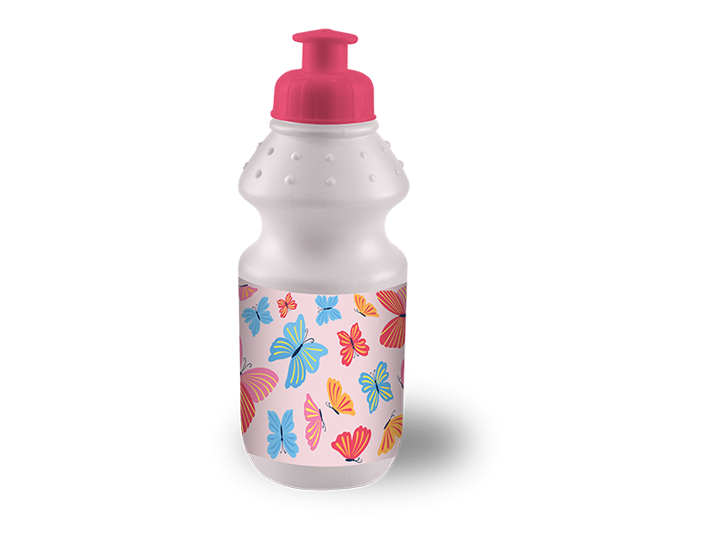 3Pack 355ml BPA Free Plastic Water Bottle Girls Printed Pull Top Kids Sports Gym