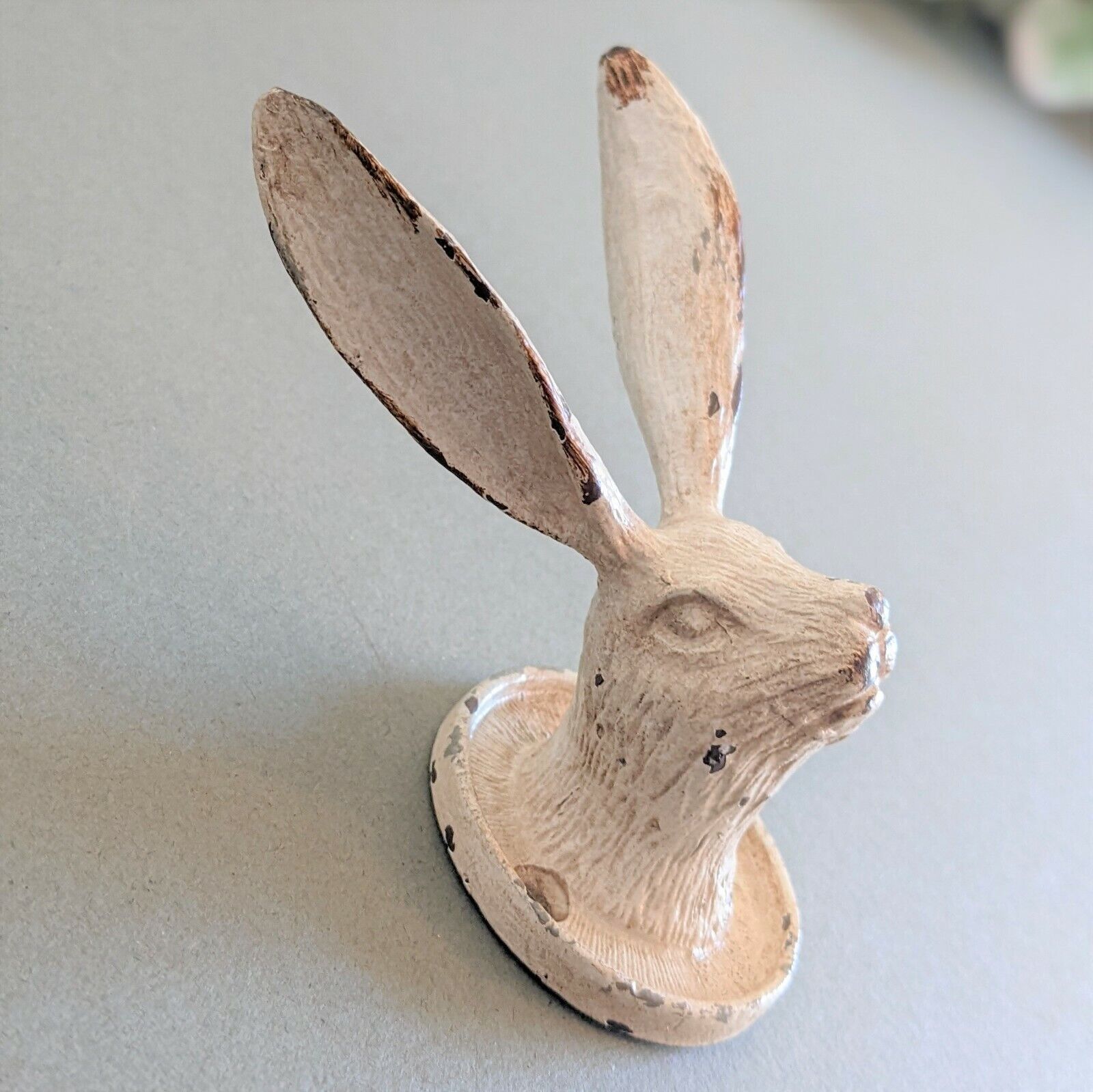 Rustic Hare Easter Bunny Coat Hook Vintage Cream Metal Animal Wall Door Hooks