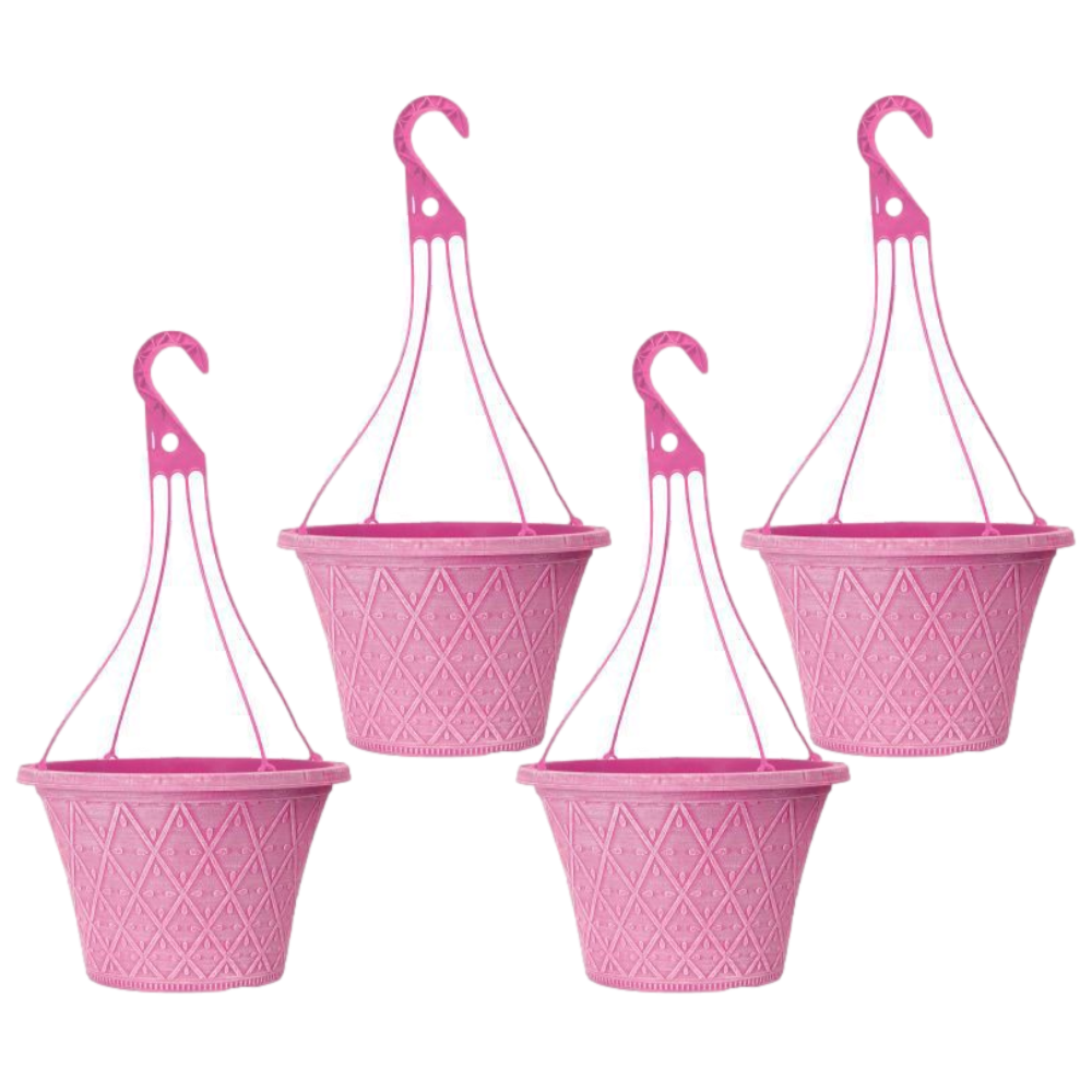 Hanging Baskets 4Pcs 30cm 12 Inch Pink Outdoor Planter Decorative Outdoor Pot