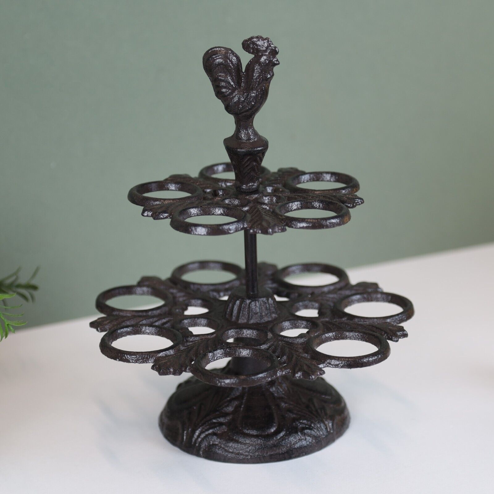 Egg Holder 2 Tier Cast Iron 12 Eggs Holder Basket Kitchen Storage Rack Bucket