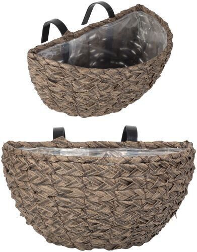  Basket Planter 25cm Brown Rustic Polypropylene All Weather Wall Hanging Pot