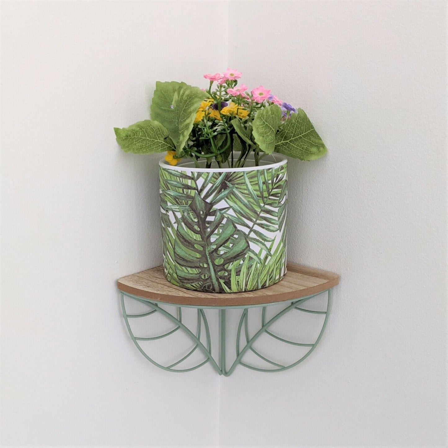 13.5cm Large Green Leaves Ceramic Indoor Plant Pot Holder Herb Cover Planter