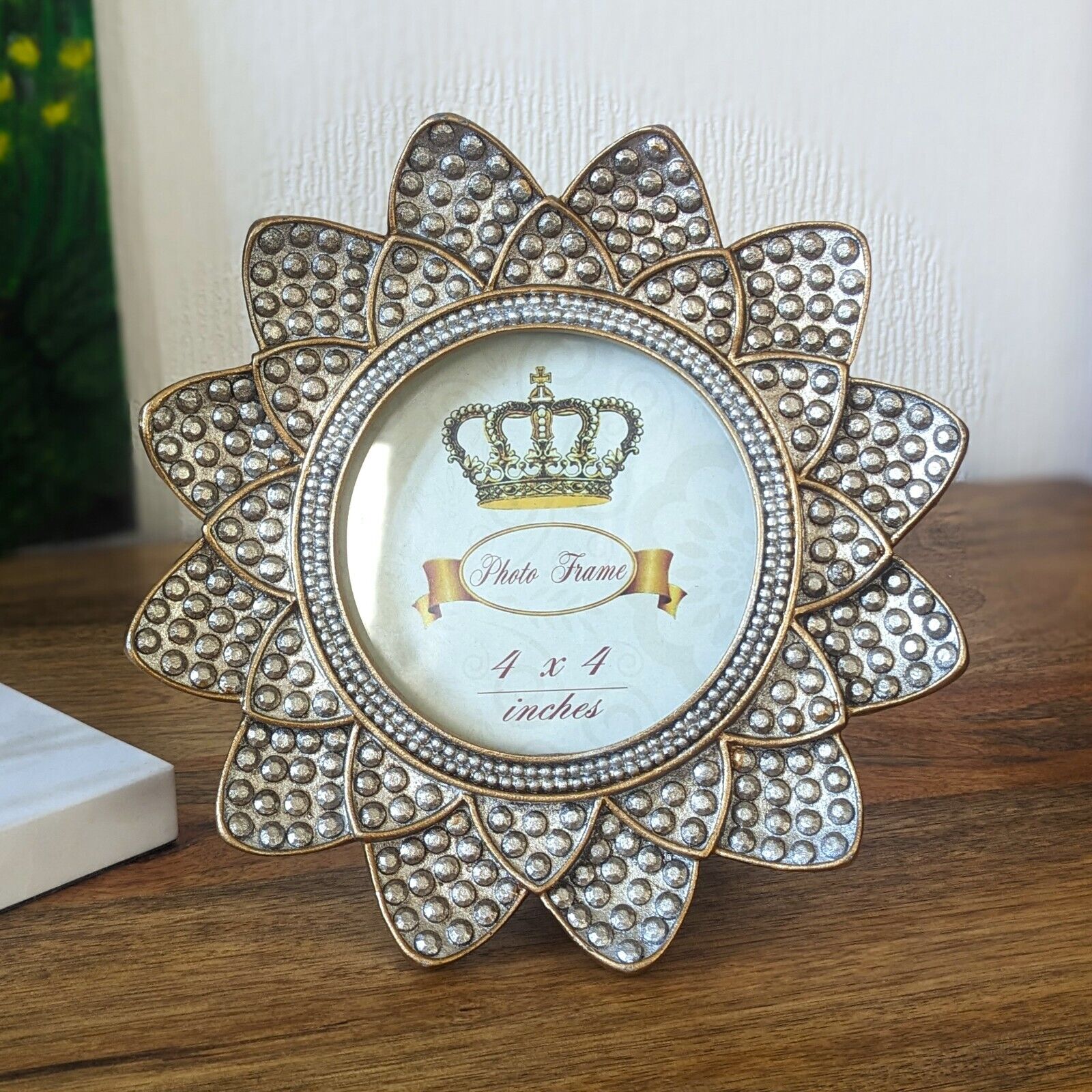 20cm Gold Daisy Flower Photo Frame Picture Display Stand Home Decor Wedding Gift