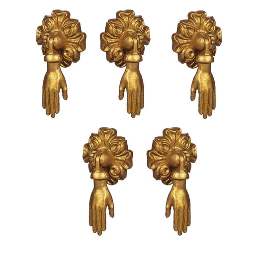 Set of 5 Gold Metal Drawer Door Pulls Cabinets Knobs Pendant Handles Vintage