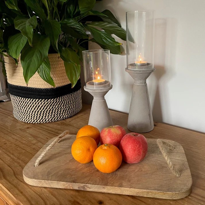 Rectangle Mango Wood Tray with Rope Handles for Serving Tray Drink Coffee Fruits