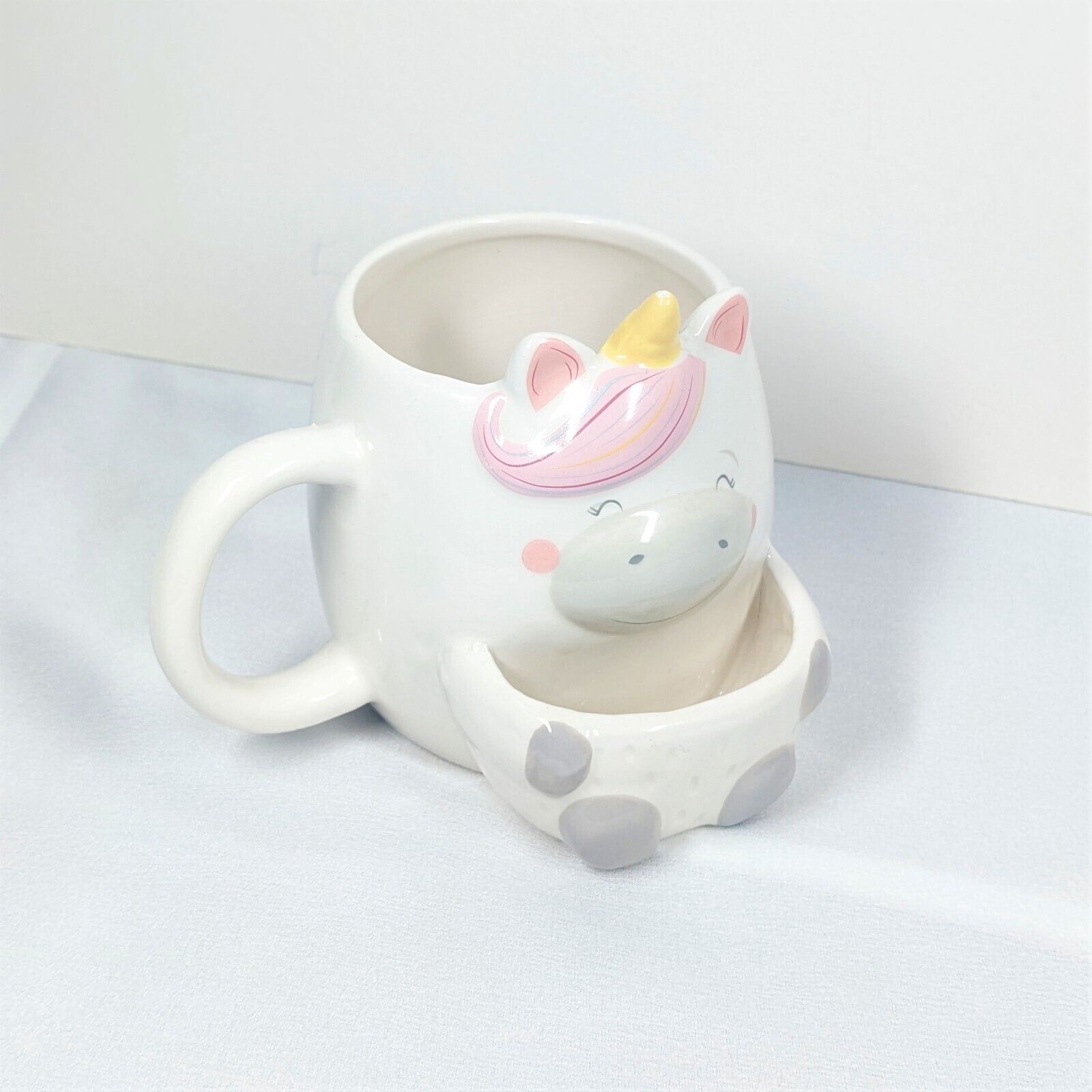 Kids Cookie Holder Pocket Mugs Cups Unicorn Monkey Dinosaur 3D Hand Painted Mugs