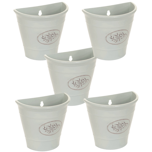 5Pcs Wall Hanging Plastic Planter Flower Plant Bucket Basket Outdoor Garden