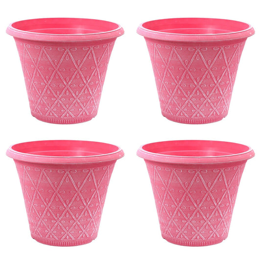 Planter Set of 4 Round 30cm Garden Plant Pot Pink Outdoor 10L Decorative Cover