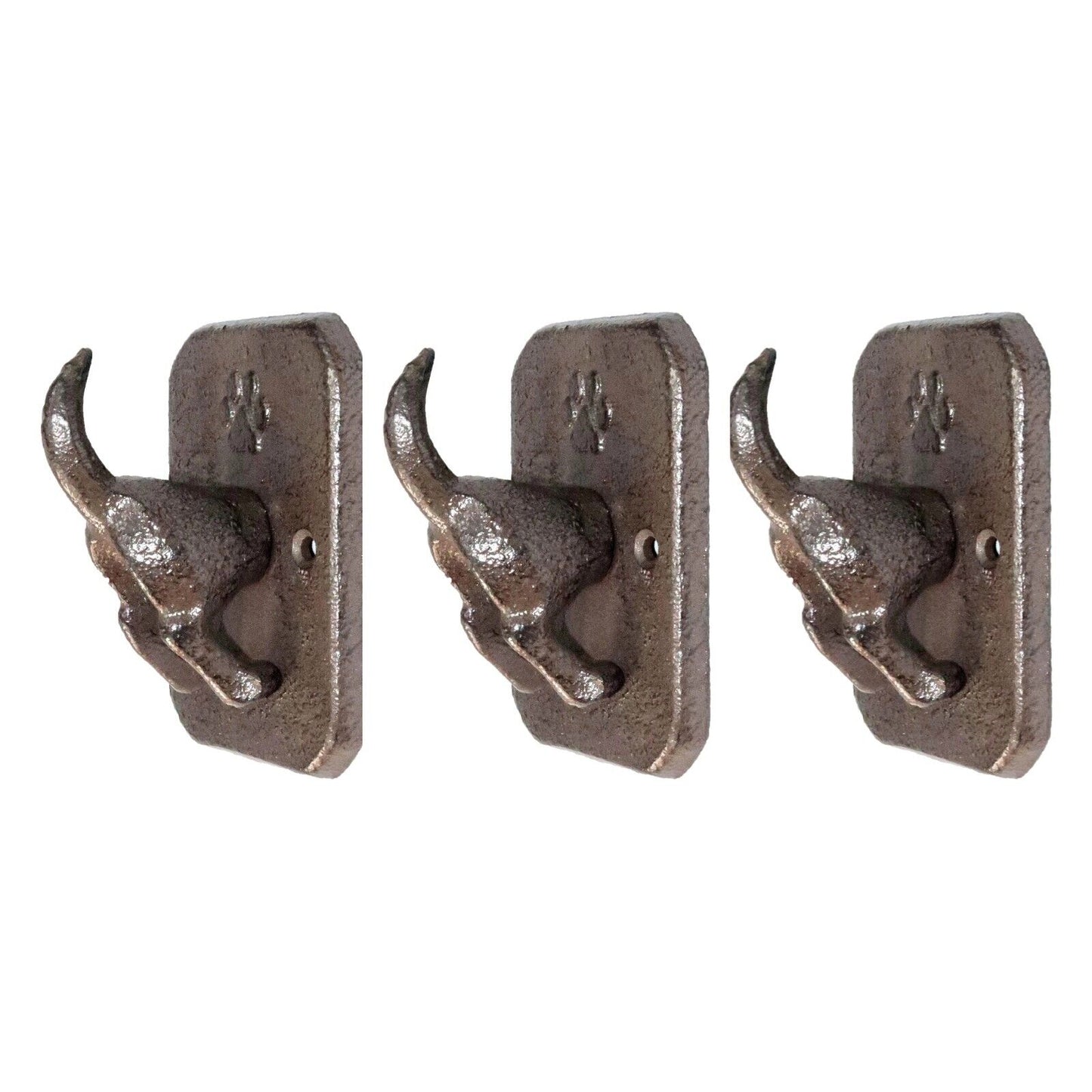 3Pc Cast Iron Dog Tail Hook Rustic Vintage Dog Butt Hook Coat Keys Wall Hanger